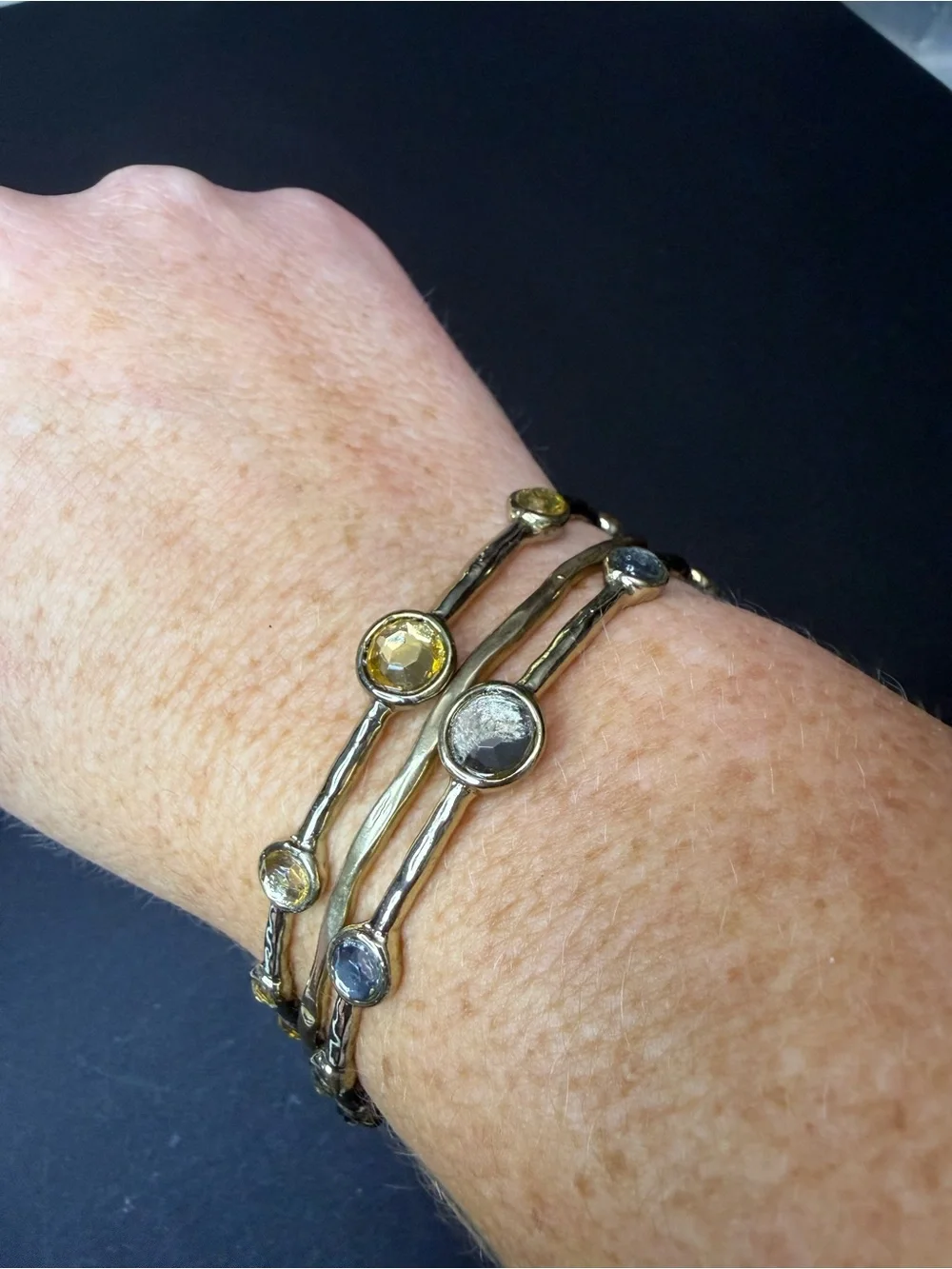 Gold and Stone Bangle Set